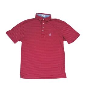 Johnnie-O Hangin' Out Mens Striped Polo Shirt Casual Button‎ Up Red size Small